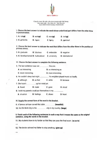 English 9 - 15' Test 2