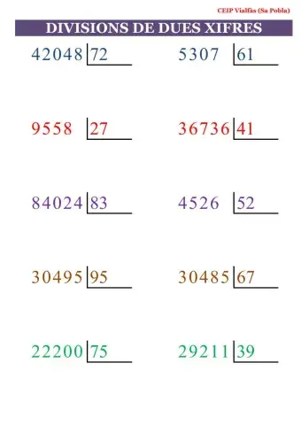 Divisions amb dues xifres