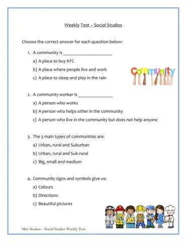 Weekly test - social studies 2