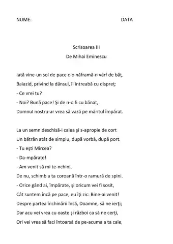 Scrisoarea III Mihai Eminescu