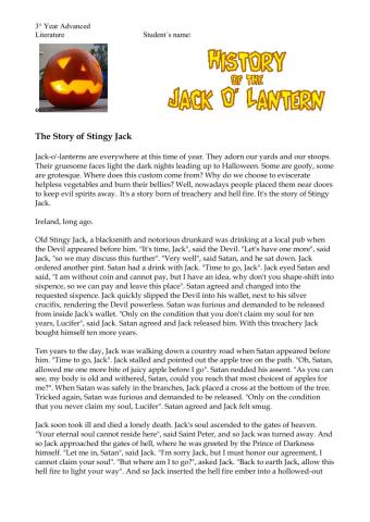 The Legend of Jack o Lantern