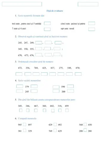 Ordonarea, compararea, rotunjirea numereleor naturale 0-1000