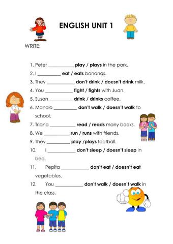 Present simple negative and possitive