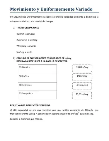 Movimiento y Uniformemente Variado