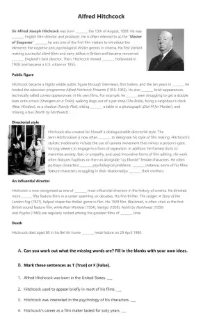 A biography of Alfred Hitchcock