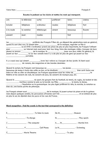 Podcast les loisirs preferes des francais