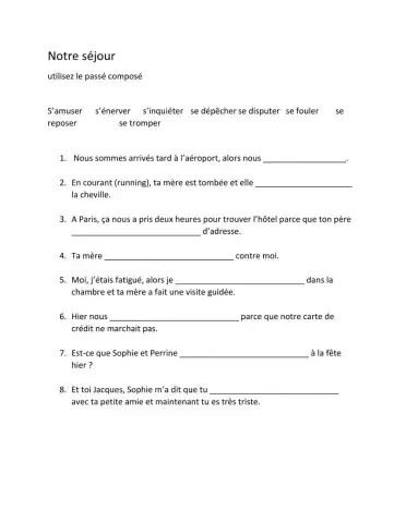 Reflexive verbs in Passe Compose 2