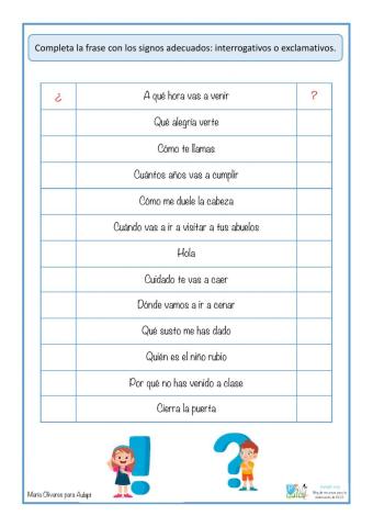 Oraciones interrogativas y exclamativas