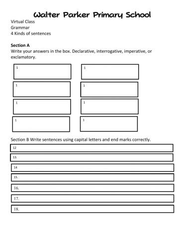4 kinds of sentences