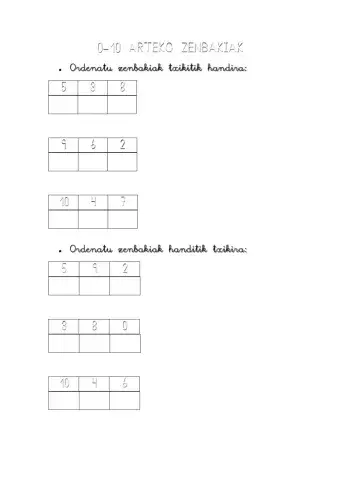 0-10 arteko zenbakiak