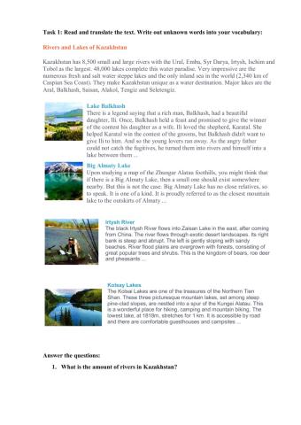 Rivers and Lakes of Kazakhstan