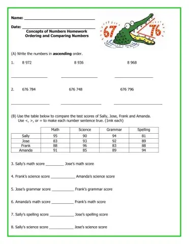 Ordering and Comparing Numbers