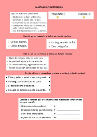 Numerales e indefinidos