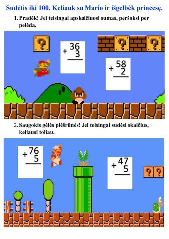 Sudėtis iki 100 (peržengiant dešimtį)