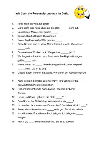 Personalpronomen im Dativ