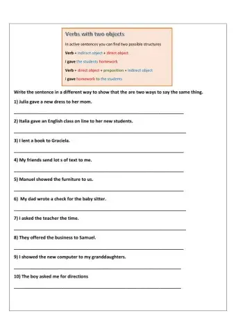 Verbs with two objects