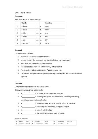Band 1 (Core 2 & Extension) - Unit 2 - Set 2