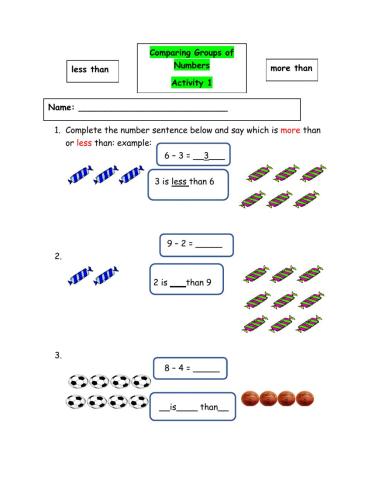 Compare Groups of Numbers