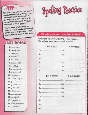 Hard and soft c and g