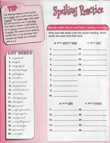 Hard and soft c and g grade 6