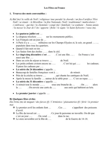 Les fêtes en France