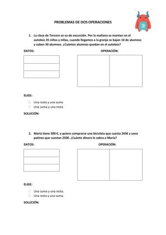 Problemas de dos operaciones