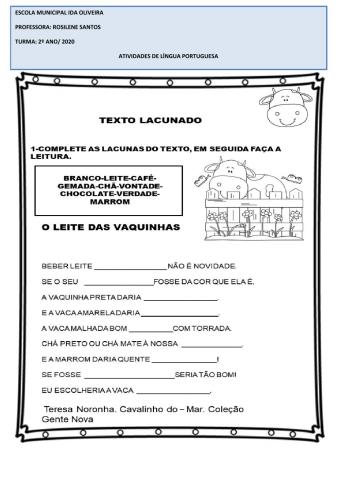 O leite das vaquinhas
