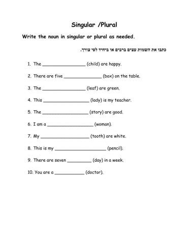 Singular and Plural Nouns