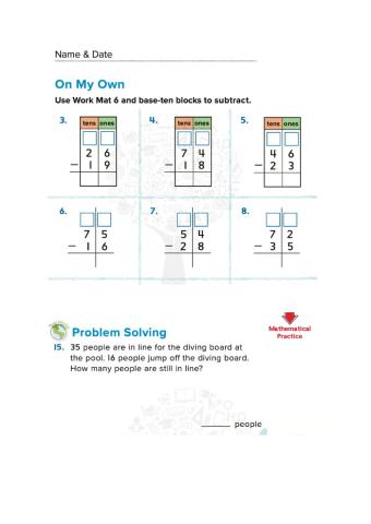 Subtract two digit numbers