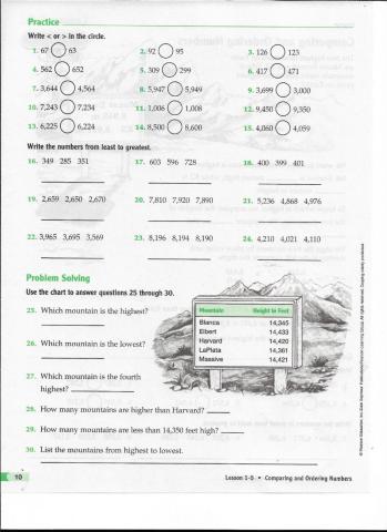 Comparing and Ordering Numbers 2