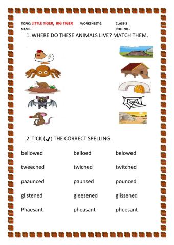 Little tiger, big tiger worksheet 2 by rm