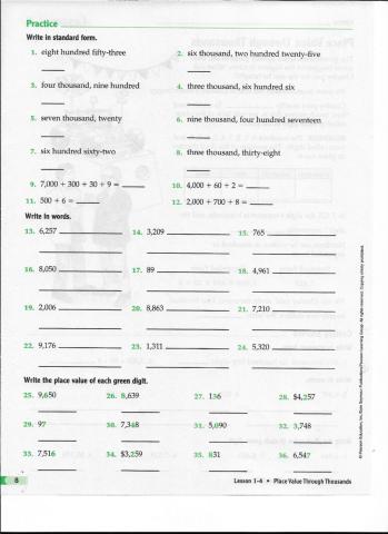 Place value through thousands 2