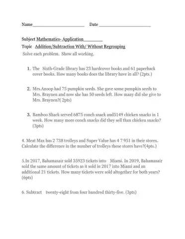Mathematics  Application Addition and Subtraction