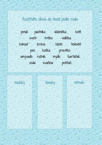 Rod mužský, ženský, střední