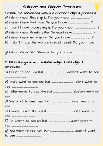 Subject and Object Pronouns