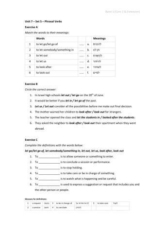 Band 1 (Core 2 & Extension) - Unit 7 - Set 5