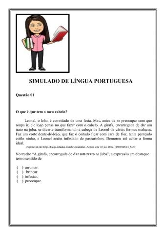 Simulado de língua portuguesa