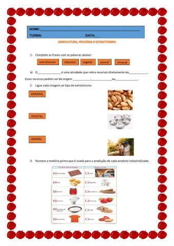 Agricultura, pecuária e extrativismo
