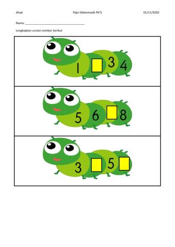 Lengkapkan urutan nombor 1 -10 ppkibp