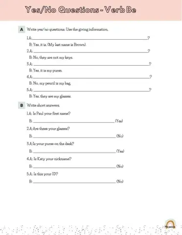 Yes-No Questions Verb Be