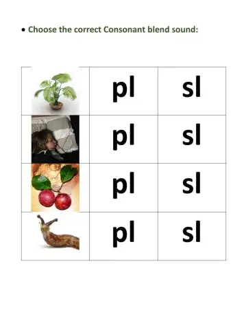 Consonant blend pl and sl