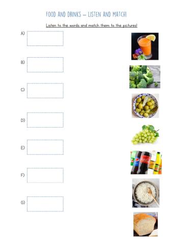 Food and drinks - listen and match!