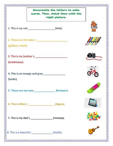 Unscramble the words