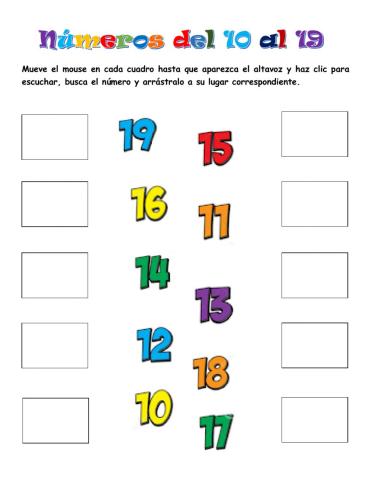 Ficha Nº2: Números del 10 al 19