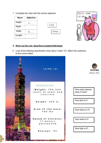 Dimensions - adjectives