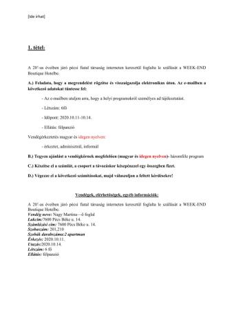 Tourism receptionist exam