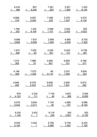 Sumas y restas sin llevadas 1