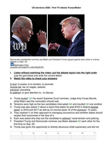 US elections 2020: first debate Trump-Biden