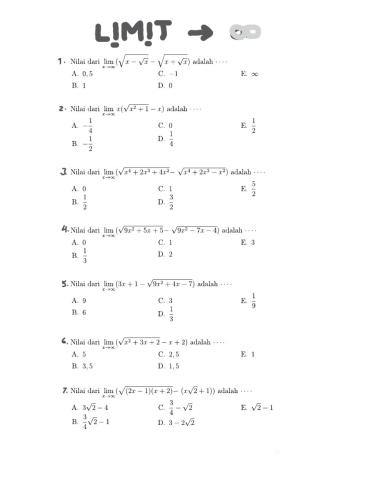 Soal latihan limit tak hingga