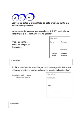 Problemas matemáticos de tercero